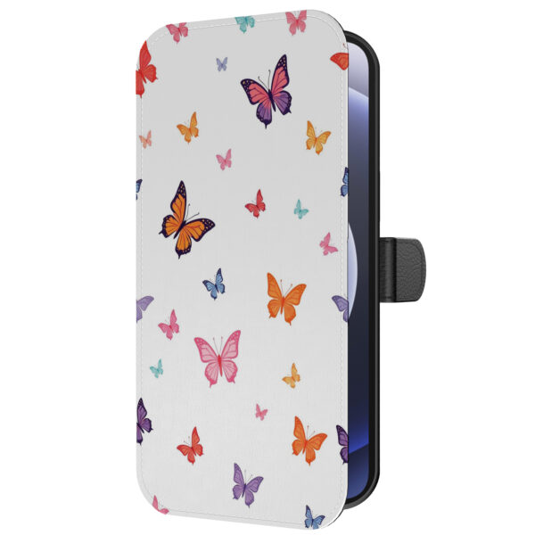 Leren bookcase hoesje iPhone 12 Mini met vlinder opdruk en pasjeshouder (5)