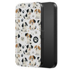 Leren bookcase hoesje iPhone 13 Pro met honden en pootjes opdruk en pasjeshouder (2)