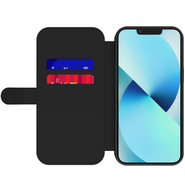 Leren bookcase hoesje iPhone 13 met tijger opdruk en pasjeshouder (4)