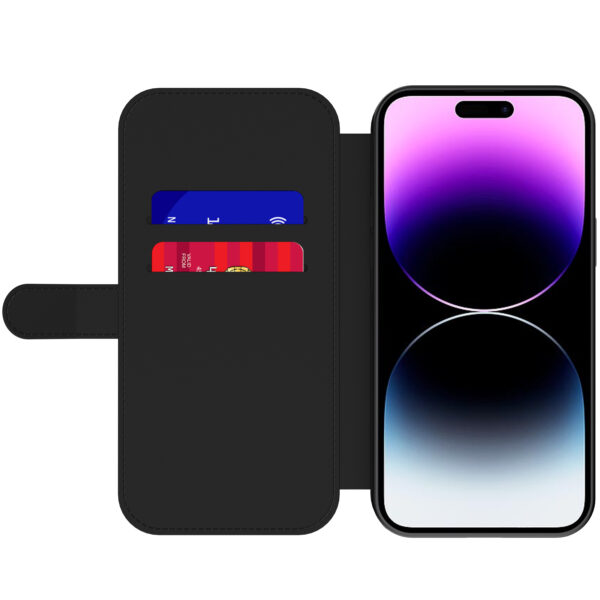 Leren bookcase hoesje iPhone 14 Pro Max met goud blauw marmer opdruk en pasjeshouder (4)