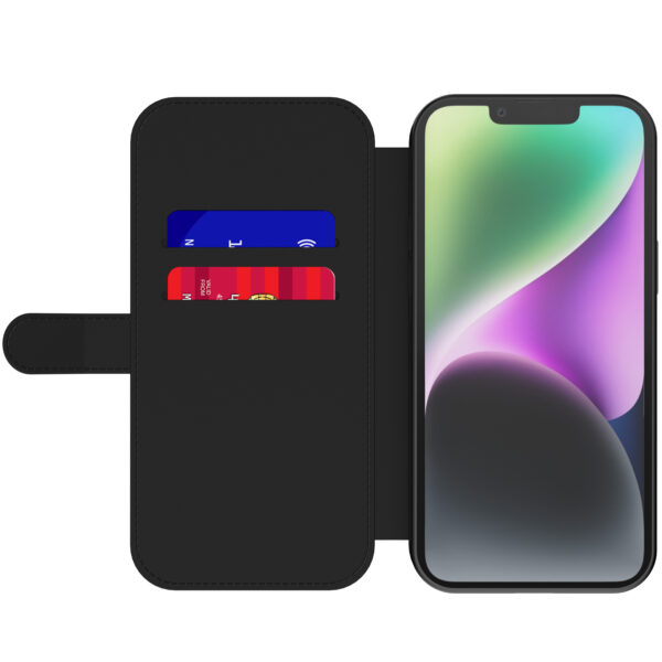 Leren bookcase hoesje iPhone 14 met tijger opdruk en pasjeshouder (4)