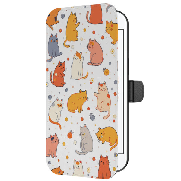 Leren bookcase hoesje iPhone 6-6s Plus met katten opdruk en pasjeshouder (5)