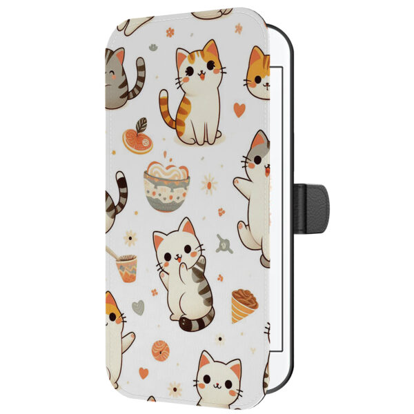 Leren bookcase hoesje iPhone 6-6s Plus met poezen opdruk en pasjeshouder (5)