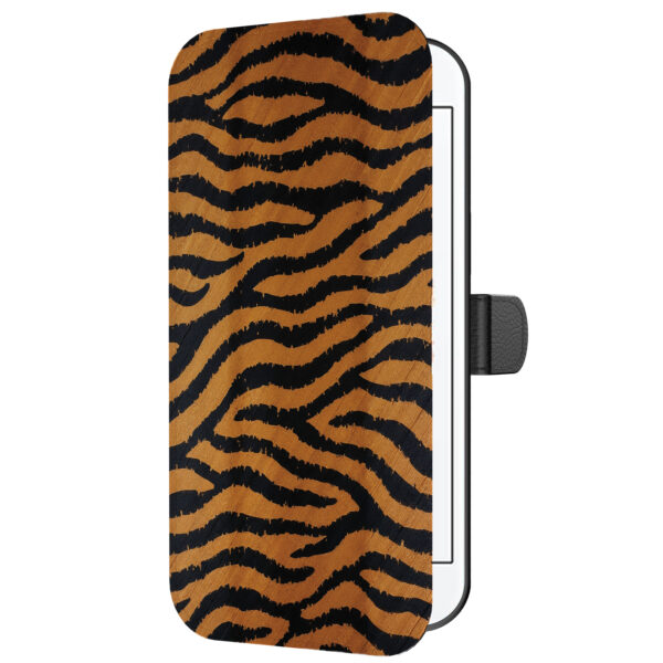 Leren bookcase hoesje iPhone 6-6s Plus met tijger opdruk en pasjeshouder (5)