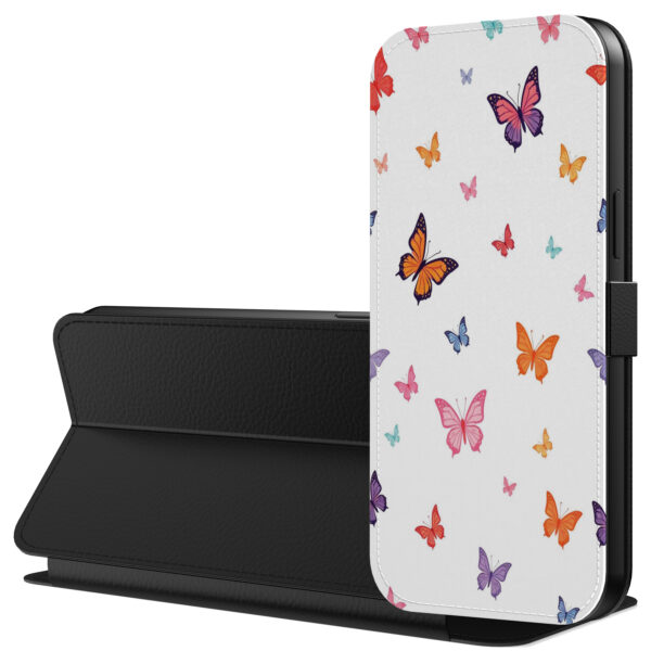 Leren bookcase hoesje iPhone 6-6s Plus met vlinder opdruk en pasjeshouder (3)