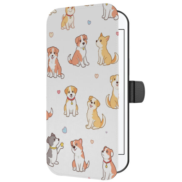 Leren bookcase hoesje iPhone 6-6s met honden opdruk en pasjeshouder (5)