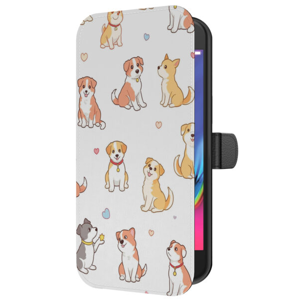 Leren bookcase hoesje iPhone 7-8 Plus met honden opdruk en pasjeshouder (5)