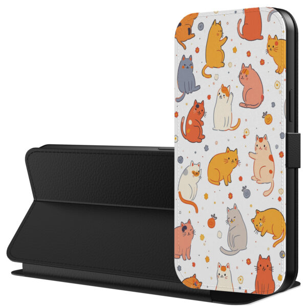 Leren bookcase hoesje iPhone 7-8 Plus met katten opdruk en pasjeshouder (3)