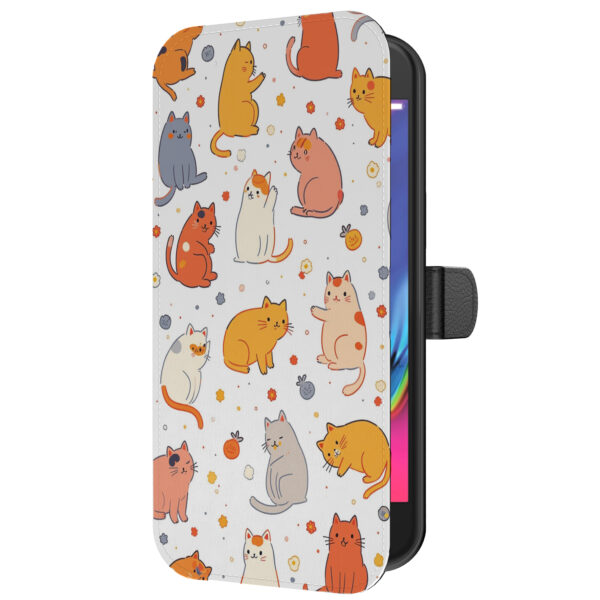 Leren bookcase hoesje iPhone 7-8 Plus met katten opdruk en pasjeshouder (5)