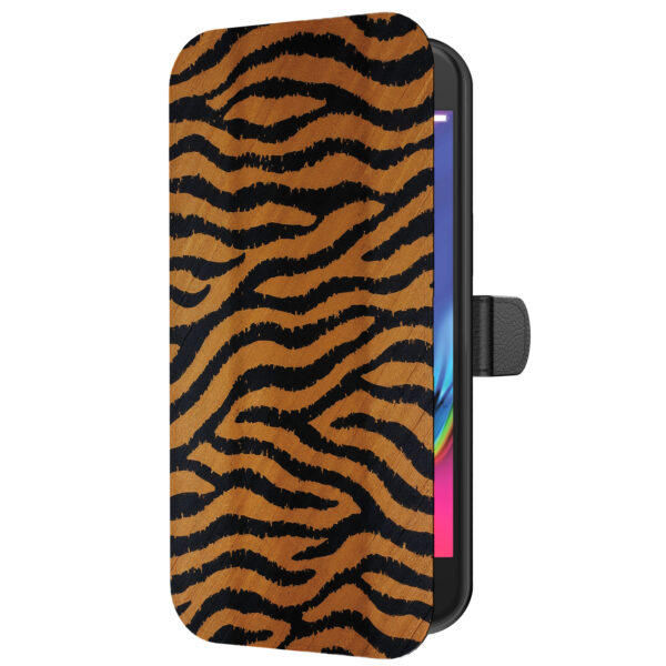Leren bookcase hoesje iPhone 7-8 Plus met tijger opdruk en pasjeshouder (5)