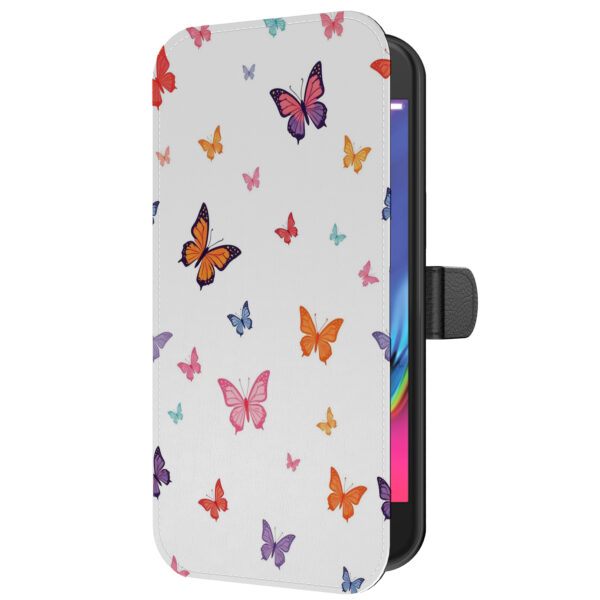Leren bookcase hoesje iPhone 7-8 met vlinder opdruk en pasjeshouder (5)
