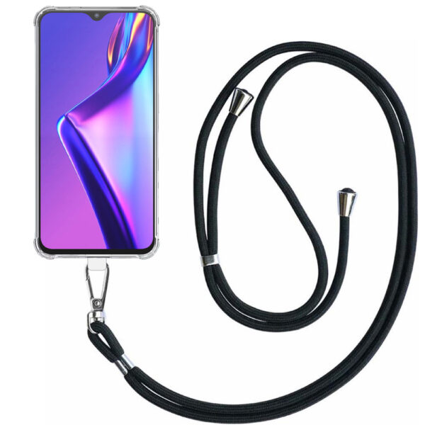 Oppo A11K A12 A5s A7 transparant hoesje met afneembaar koord en stootrand 1