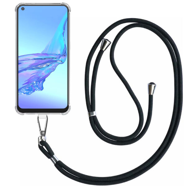Oppo A11s-A32-A33-A53-A53s transparant hoesje met afneembaar koord en stootrand 1