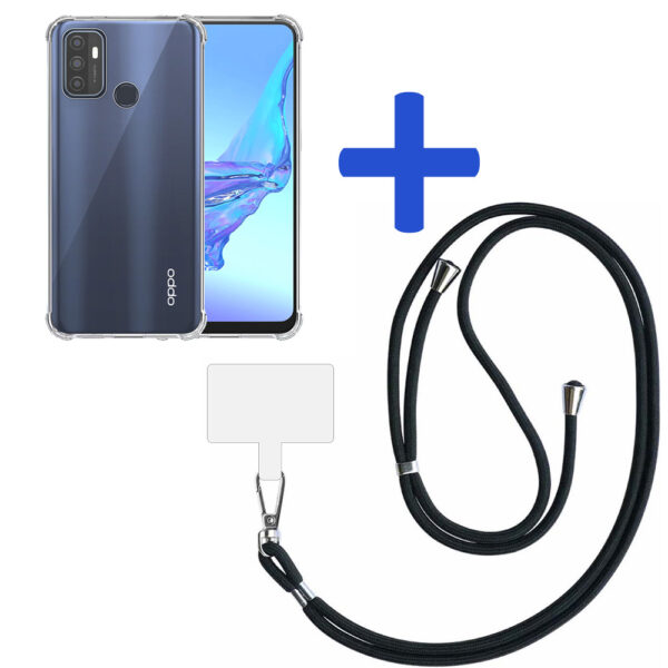 Oppo A11s-A32-A33-A53-A53s transparant hoesje met afneembaar koord en stootrand 2