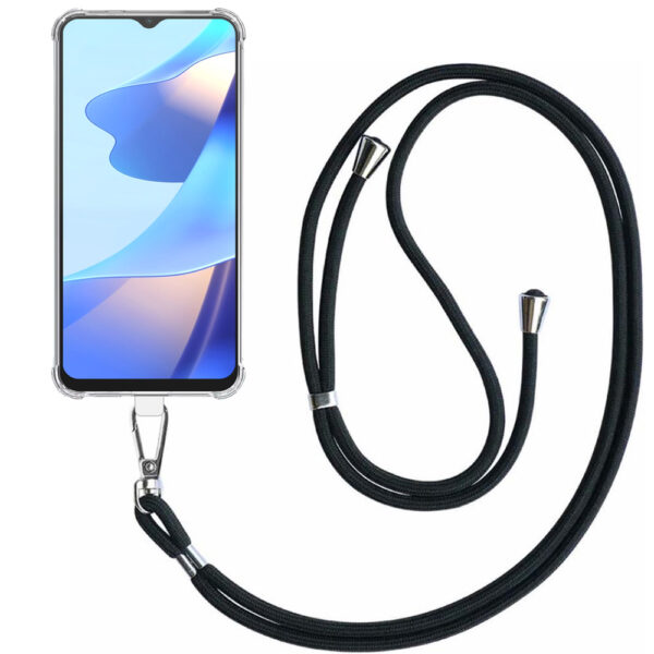 Oppo A16 - A16s - A54s transparant hoesje met afneembaar koord en stootrand 1