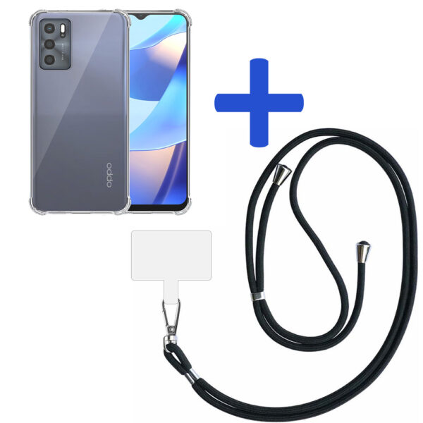 Oppo A16 - A16s - A54s transparant hoesje met afneembaar koord en stootrand 2