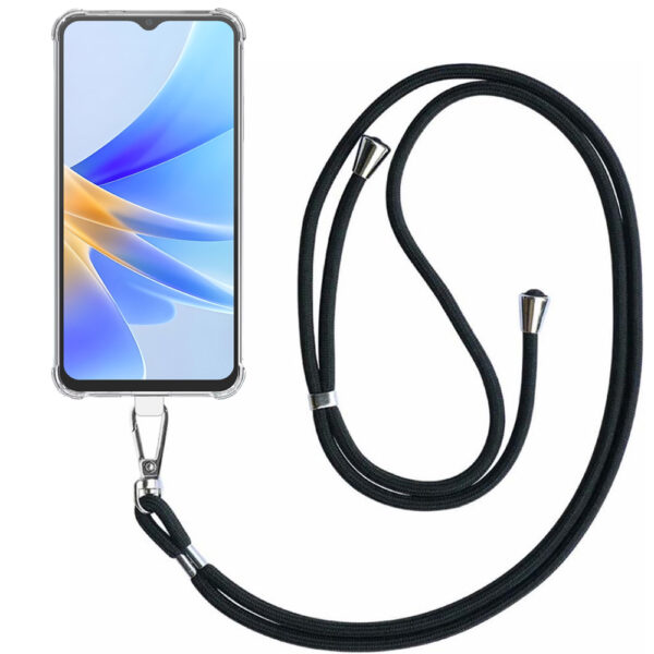 Oppo A17 - A17K transparant hoesje met afneembaar koord en stootrand 1