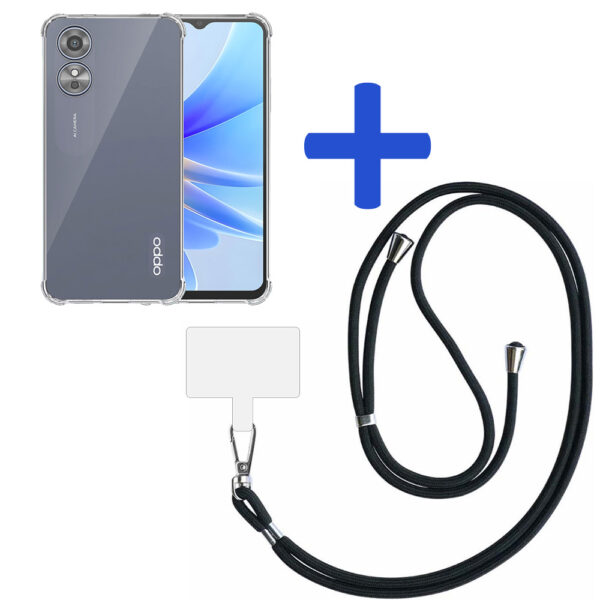 Oppo A17 - A17K transparant hoesje met afneembaar koord en stootrand 2