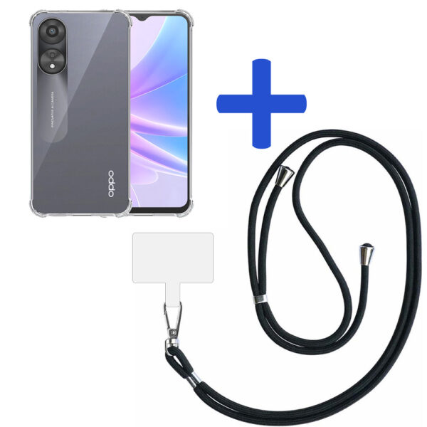 Oppo A1X-A58 5G-A78 5Gtransparant hoesje met afneembaar koord en stootrand 2