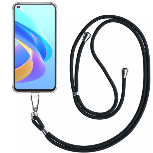 Oppo A36 - A76 - A96 4G transparant hoesje met afneembaar koord en stootrand 1