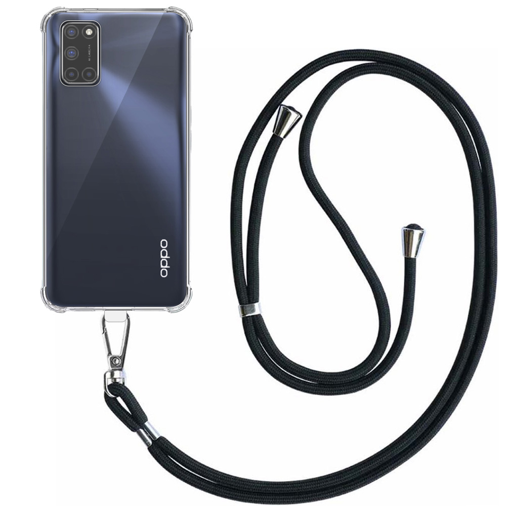 Oppo A52-A72 4G-A92 transparant hoesje met afneembaar koord en stootrand