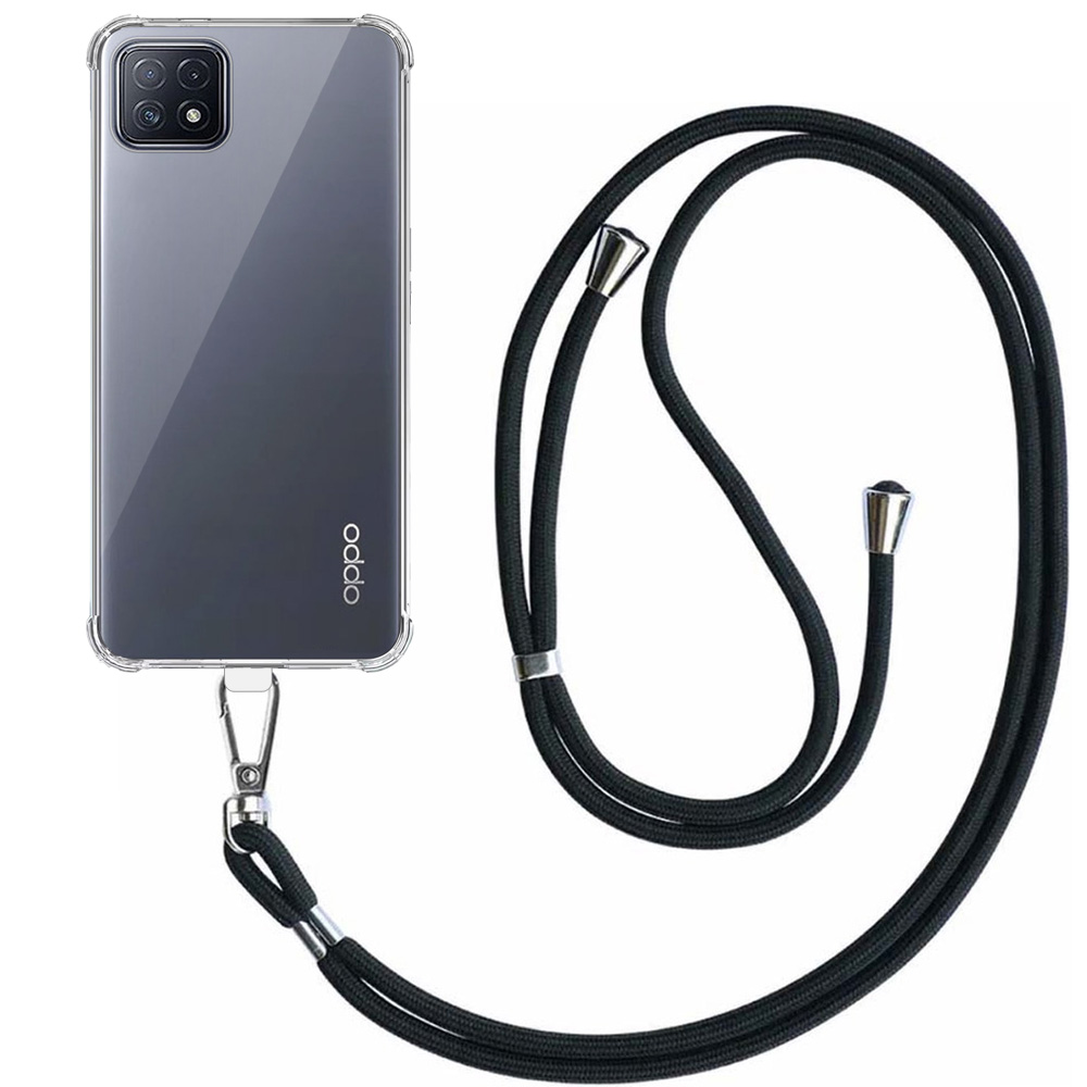 Oppo A53 5G-A72 5G-A73 5G transparant hoesje met afneembaar koord en stootrand