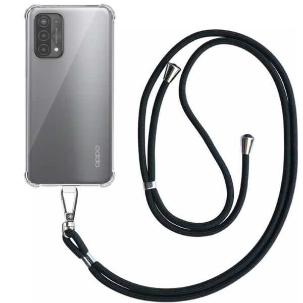 Oppo A54 5G-A74 5G transparant hoesje met afneembaar koord en stootrand