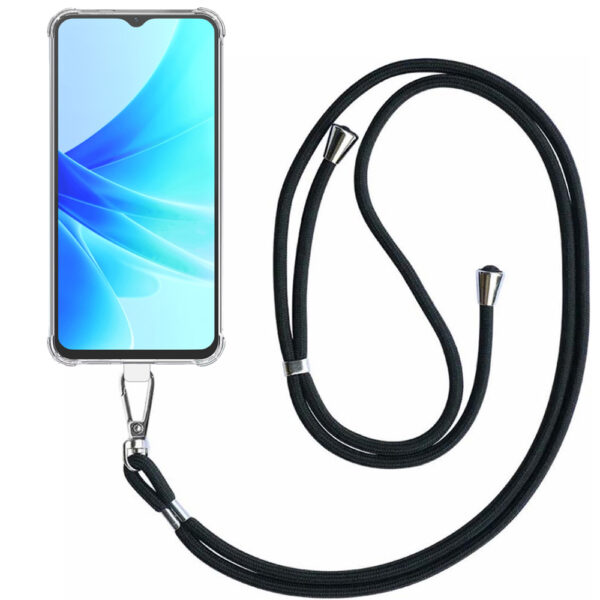 Oppo A57 - A77 transparant hoesje met afneembaar koord en stootrand 1