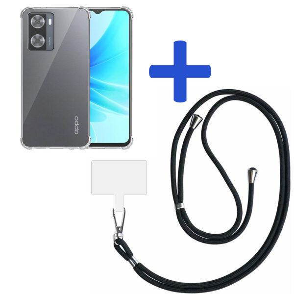 Oppo A57 - A77 transparant hoesje met afneembaar koord en stootrand 2