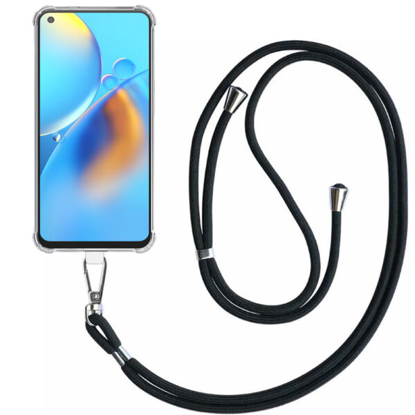 Oppo A74 4G - A95 4G - F19 - F19s transparant hoesje met afneembaar koord en stootrand 1