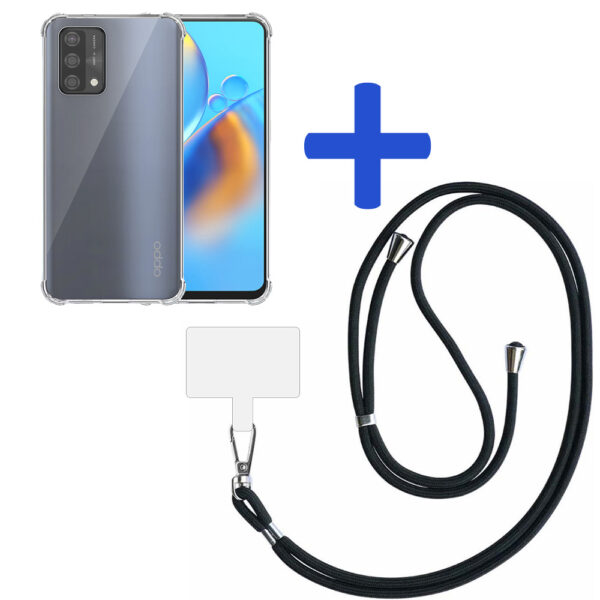 Oppo A74 4G - A95 4G - F19 - F19s transparant hoesje met afneembaar koord en stootrand 2