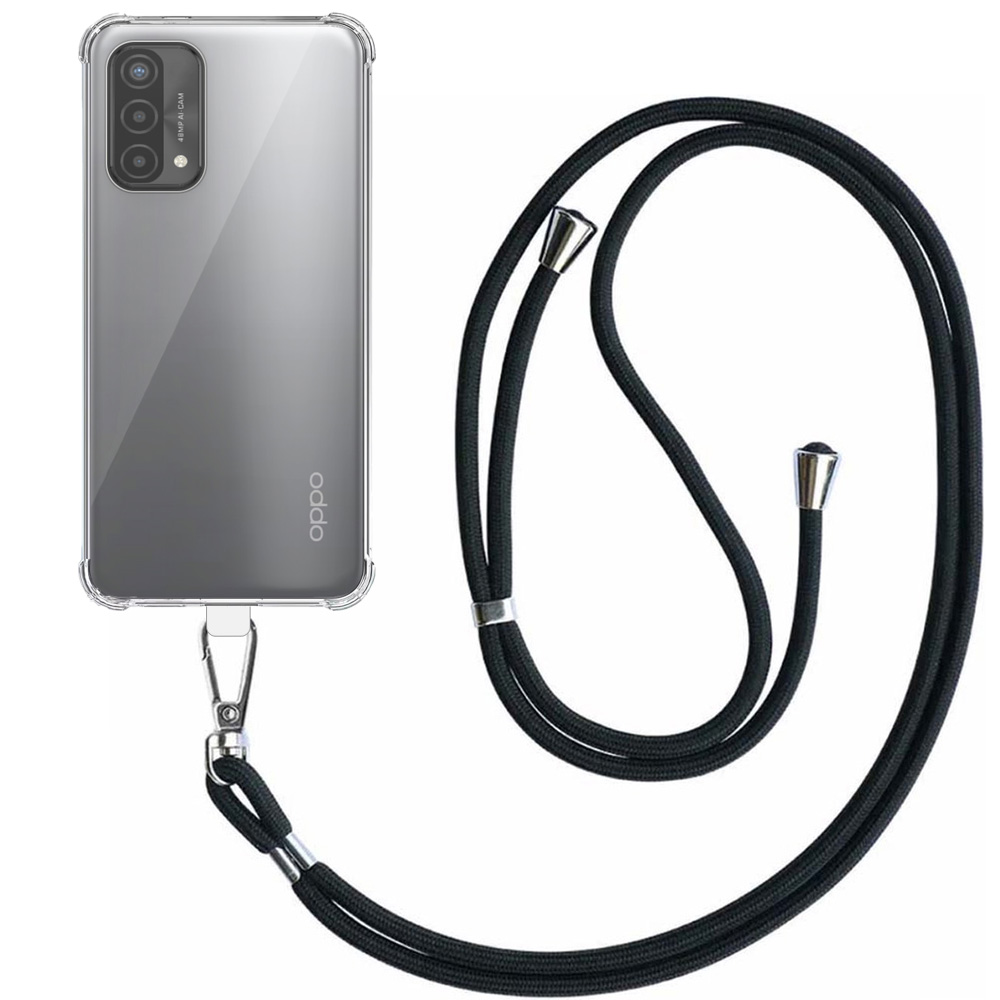 Oppo A93 5G transparant hoesje met afneembaar koord en stootrand