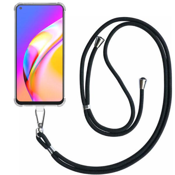 Oppo A94 5G - A95 5G transparant hoesje met afneembaar koord en stootrand 1