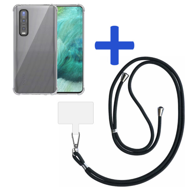 Oppo Find X2 Pro transparant hoesje met afneembaar koord en stootrand 2