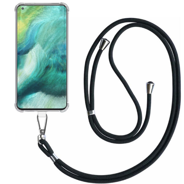 Oppo Find X2 transparant hoesje met afneembaar koord en stootrand 1
