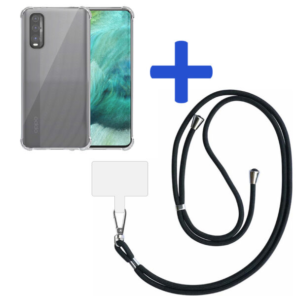 Oppo Find X2 transparant hoesje met afneembaar koord en stootrand 2