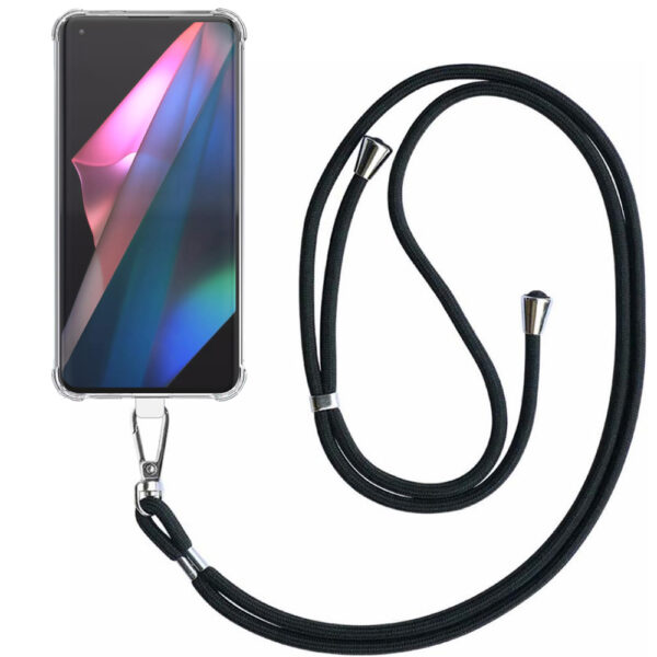 Oppo Find X3 - X3 Pro transparant hoesje met afneembaar koord en stootrand 1