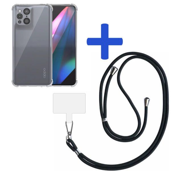 Oppo Find X3 - X3 Pro transparant hoesje met afneembaar koord en stootrand 2