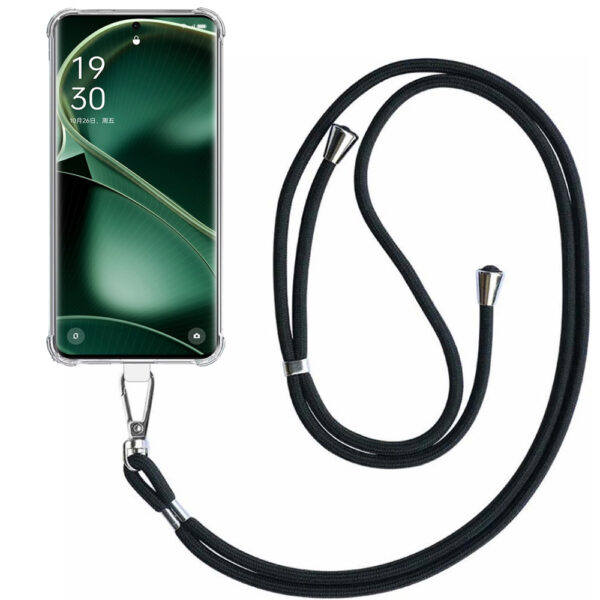 Oppo Find X6 Pro transparant hoesje met afneembaar koord en stootrand 1