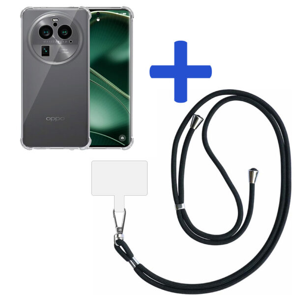 Oppo Find X6 Pro transparant hoesje met afneembaar koord en stootrand 2