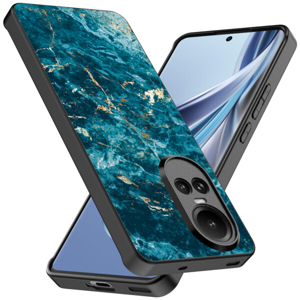 Oppo Reno 10 - 10 Pro telefoonhoesje met blauw marmer opdruk (2)