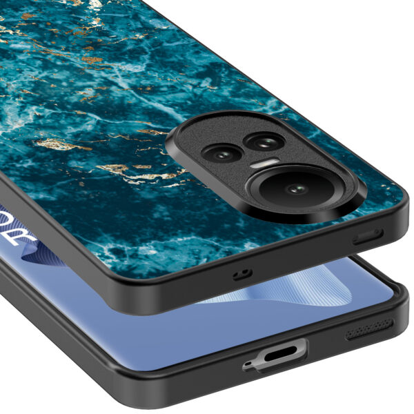 Oppo Reno 10 - 10 Pro telefoonhoesje met blauw marmer opdruk (5)