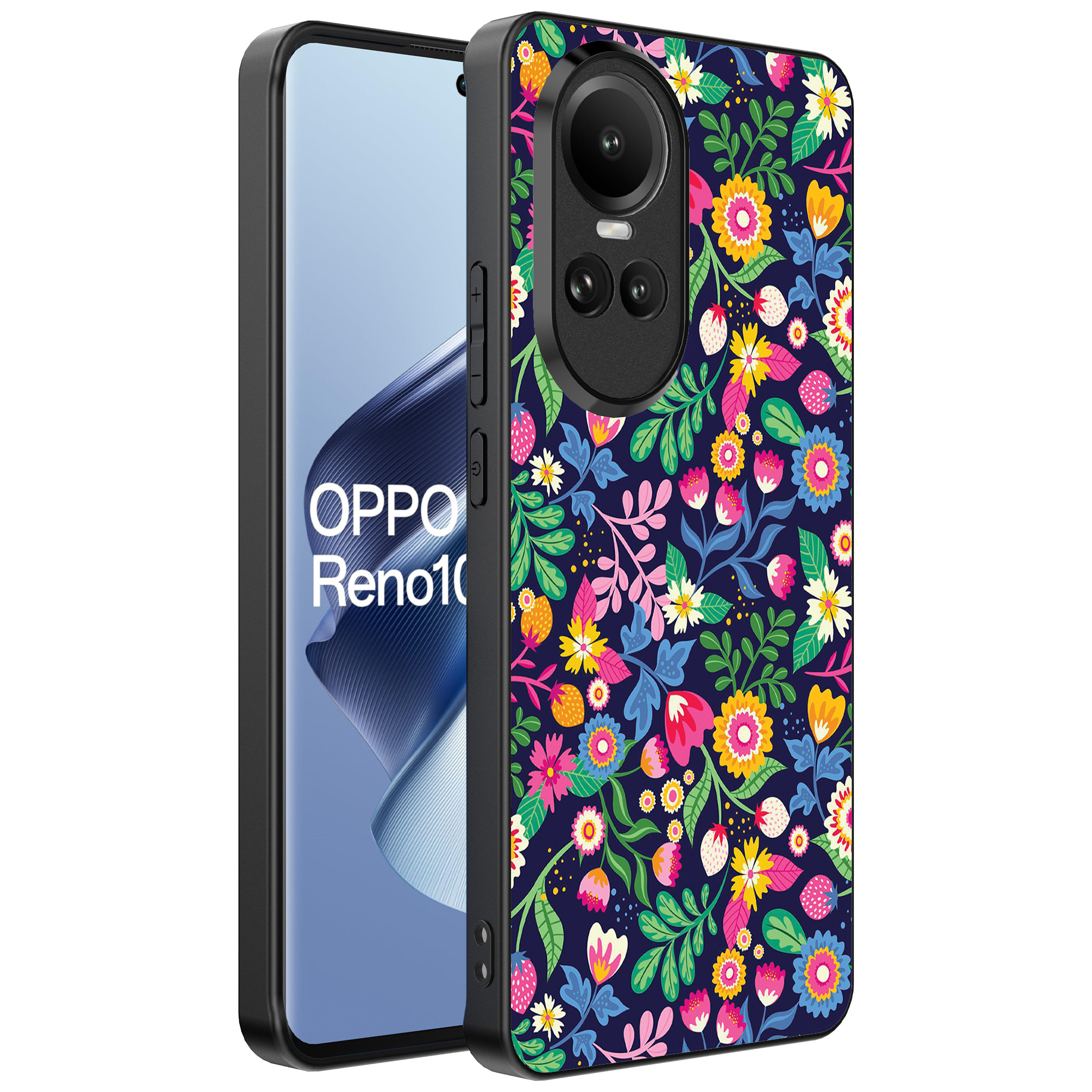 Oppo Reno 10 - 10 Pro telefoonhoesje met bloemen opdruk (1)