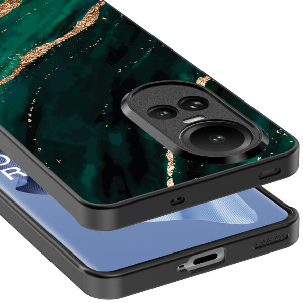 Oppo Reno 10 - 10 Pro telefoonhoesje met groen goud marmer opdruk (5)