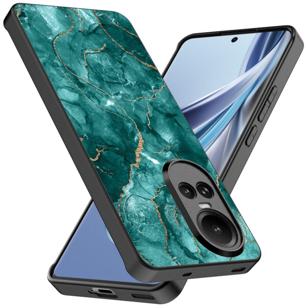 Oppo Reno 10 - 10 Pro telefoonhoesje met groen marmer opdruk (2)