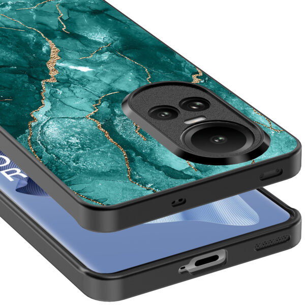 Oppo Reno 10 - 10 Pro telefoonhoesje met groen marmer opdruk (5)