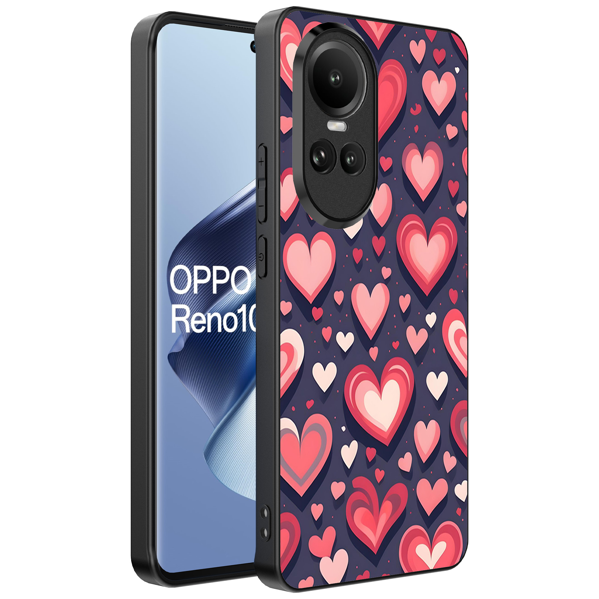 Oppo Reno 10 - 10 Pro telefoonhoesje met hartjesopdruk groot (1)