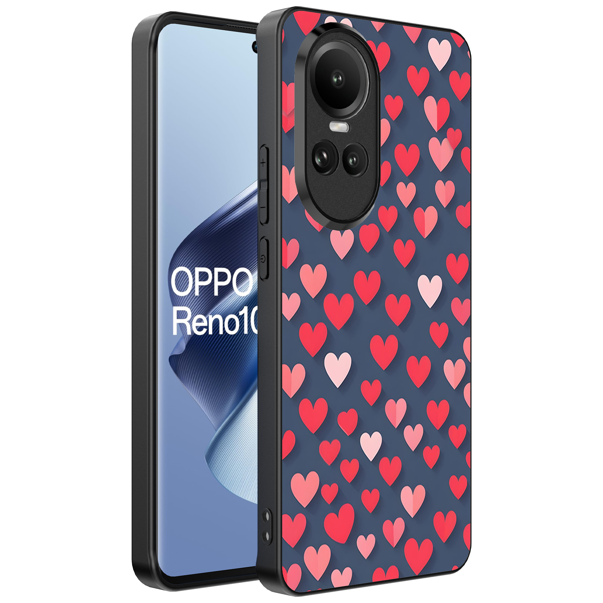 Oppo Reno 10 - 10 Pro telefoonhoesje met hartjesopdruk klein (1)