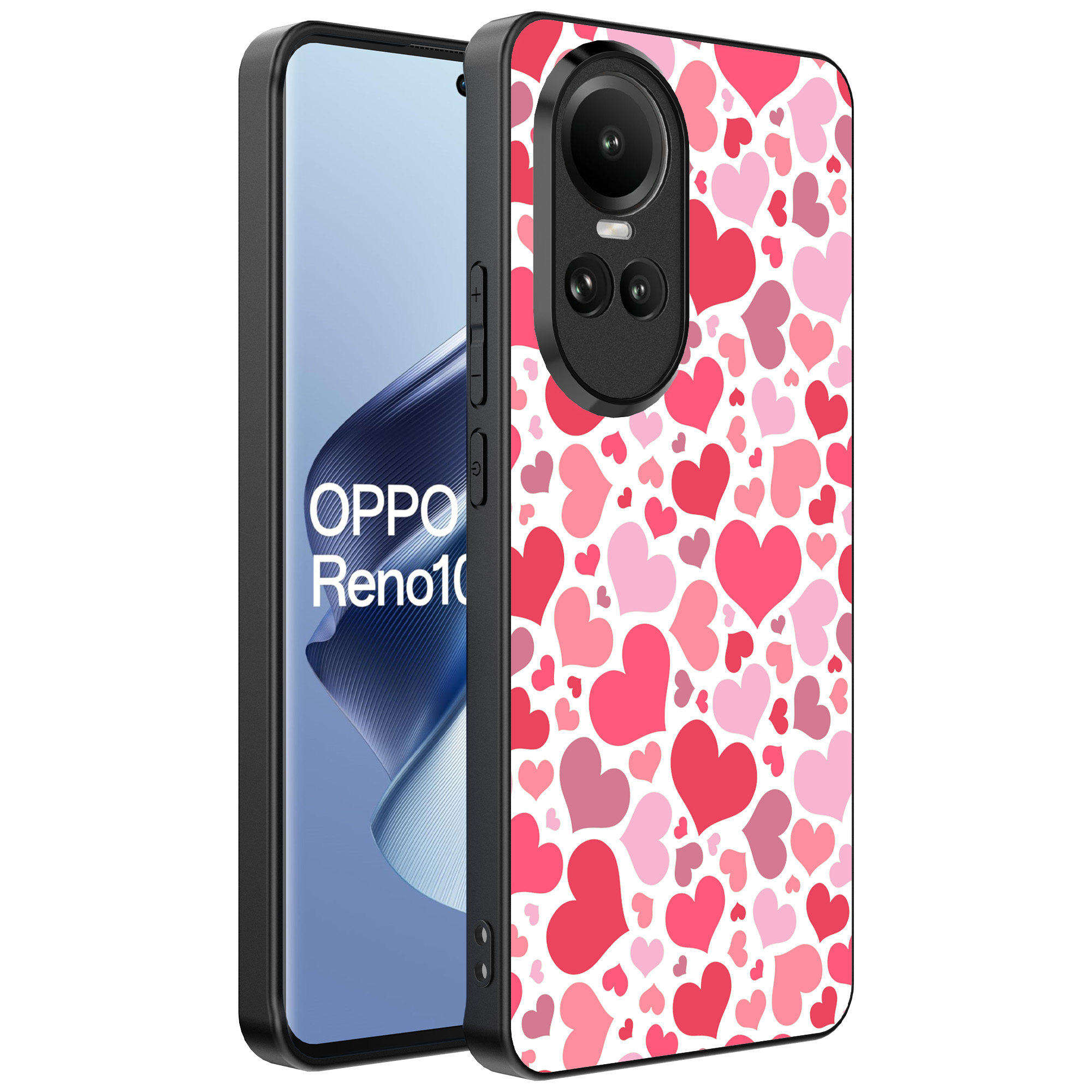 Oppo Reno 10 - 10 Pro telefoonhoesje met hartjesopdruk transparant (1)