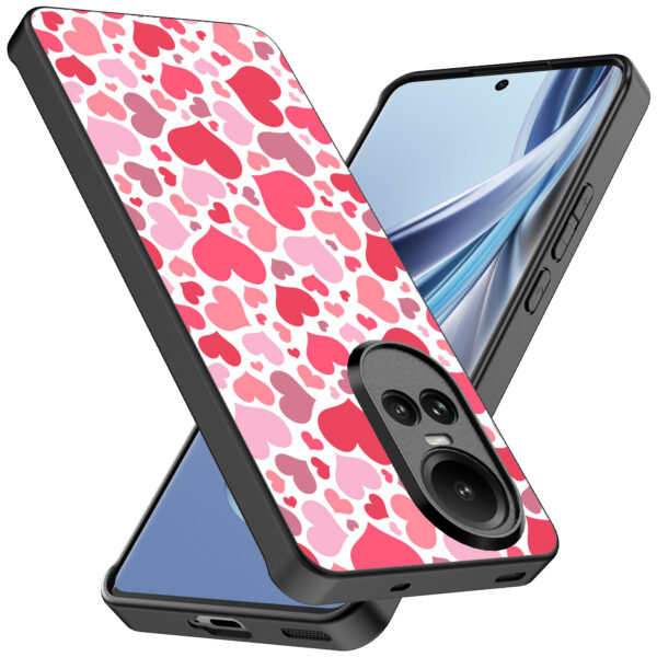 Oppo Reno 10 - 10 Pro telefoonhoesje met hartjesopdruk transparant (2)
